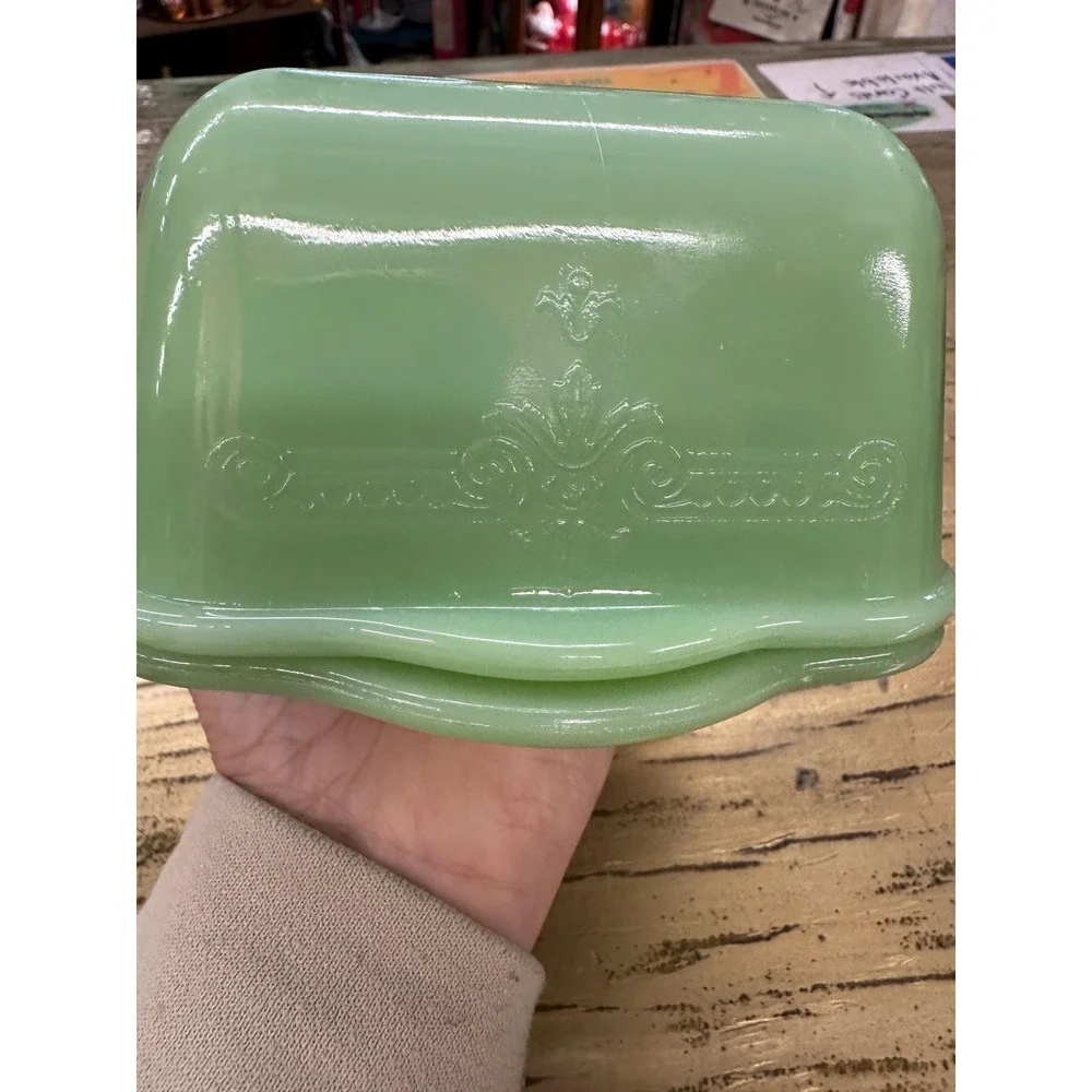 Vintage HTF Fire-King Jadeite Philbe Large Refrigerator Dish